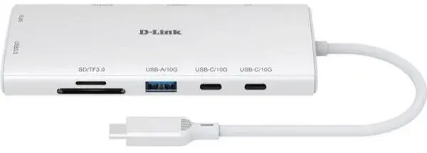 HUB USB-C D-Link DUP-A01 10in1 2xHDMI, 1xGE, 2xUSB-C, 1xUSB-A 3.1, 1xUSB-A 3.0, 1xSD, 1xmicroSD, 1xU - фото - №0