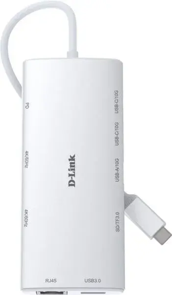 HUB USB-C D-Link DUP-A01 10in1 2xHDMI, 1xGE, 2xUSB-C, 1xUSB-A 3.1, 1xUSB-A 3.0, 1xSD, 1xmicroSD, 1xU - фото - №3