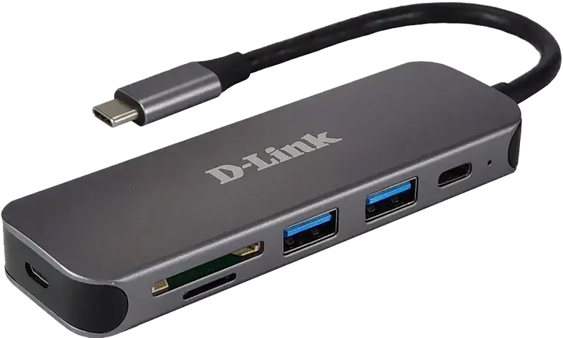 HUB USB D-Link DUB-2325 2xUSB3.0, 1xUSB TypeC, 1xSD, 1x-microSD, USB TypeC - фото - №0