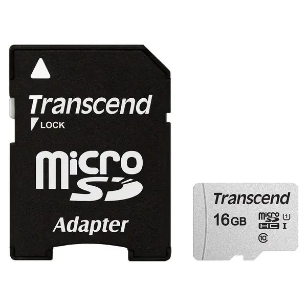 Карта памяти microSD Transcend 16GB C10 UHS-I R95/W10MB/s + SD - фото - №1