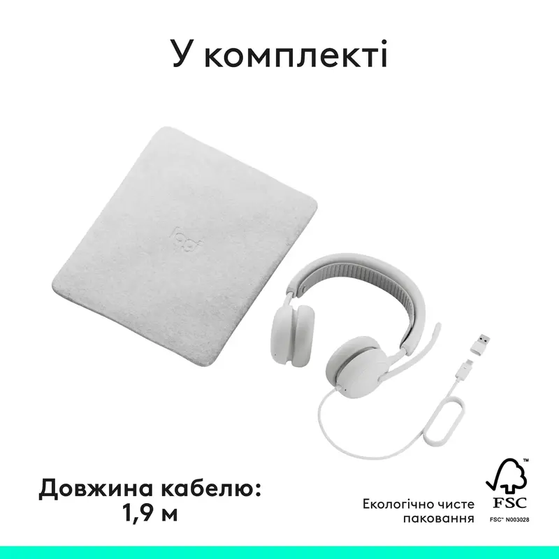 Гарнітура Logitech Zone Wired 2 Headset off-white - фото - №9