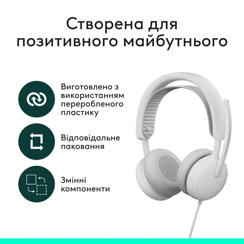 Гарнітура Logitech Zone Wired 2 Headset off-white - фото - №8