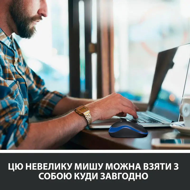 Мышь Logitech беспроводная (M185) blue - фото - №2