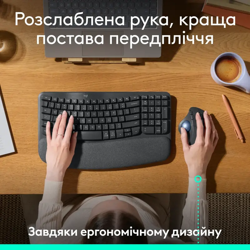 Миша Logitech бездротова MX Ergo S (M575S) graphite-blue - фото - №2