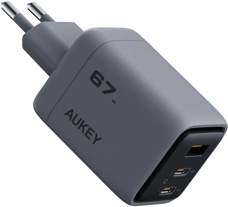 Ун. СЗУ Aukey Comet Mix (PA-C3) 67W GaN 2хType-C + USB - фото - №0