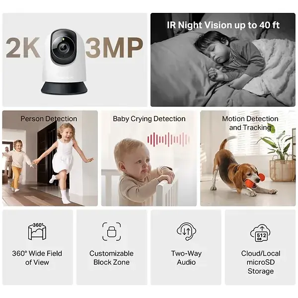 IP-Камера MERCUSYS MC210 3MP N300 microSD motion detection - фото - №2