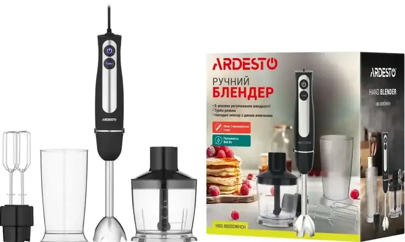 Блендер ARDESTO погружной 800Вт, 3в1 - фото - №0