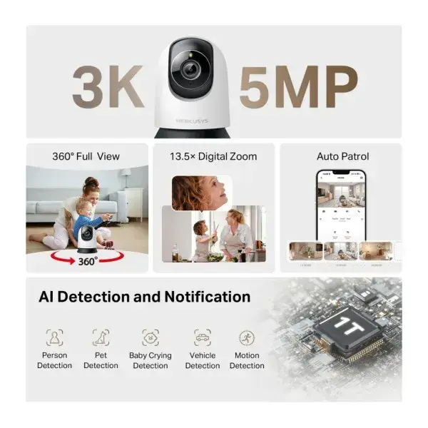 IP-Камера MERCUSYS MC230 5MP N300 microSD motion detection. AI - фото - №1