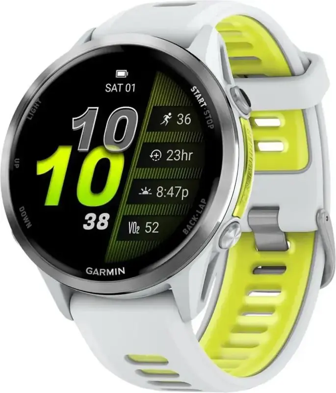 Смарт-часы GARMIN Forerunner 970, Whitestone/Amp Yellow - фото - №0