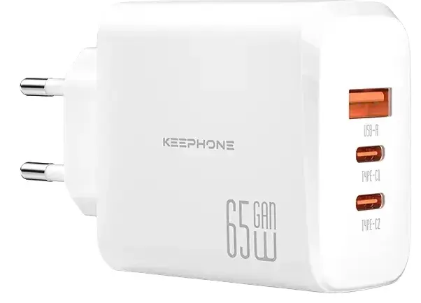 Ун.МЗП Keephone 65W 2хUSB-C + USB-A GaN білий - фото - №0