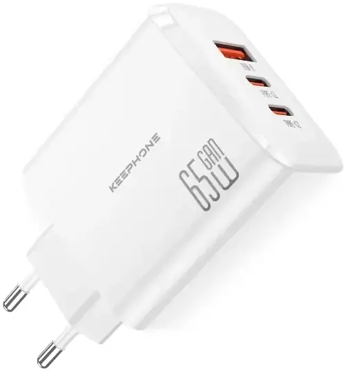 Ун.МЗП Keephone 65W 2хUSB-C + USB-A GaN білий - фото - №1