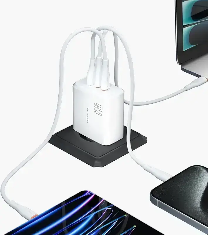 Ун.МЗП Keephone 65W 2хUSB-C + USB-A GaN білий - фото - №5