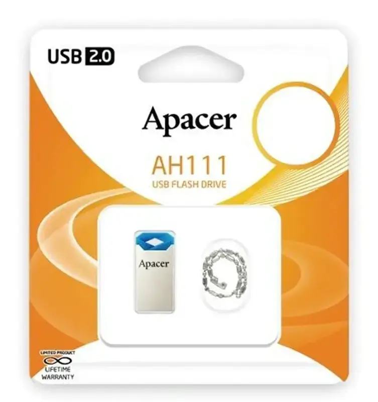 USB-Flash Apacer 32GB USB 2.0 Type-A AH111 Срібний/Синій - фото - №4