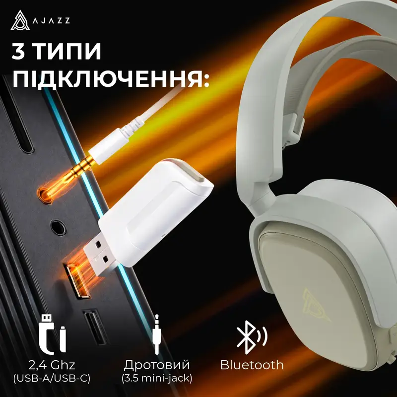 Навушники Ajazz AHM09 MAX 3-Mode Grey - фото - №14