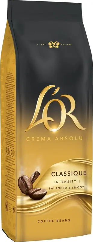 Кава L`OR зерна 500г Crema Absolute Classic купаж арабіка/робуста - фото - №1