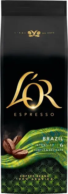 Кава L`OR зерна 500г Espresso Brazil арабіка - фото - №0