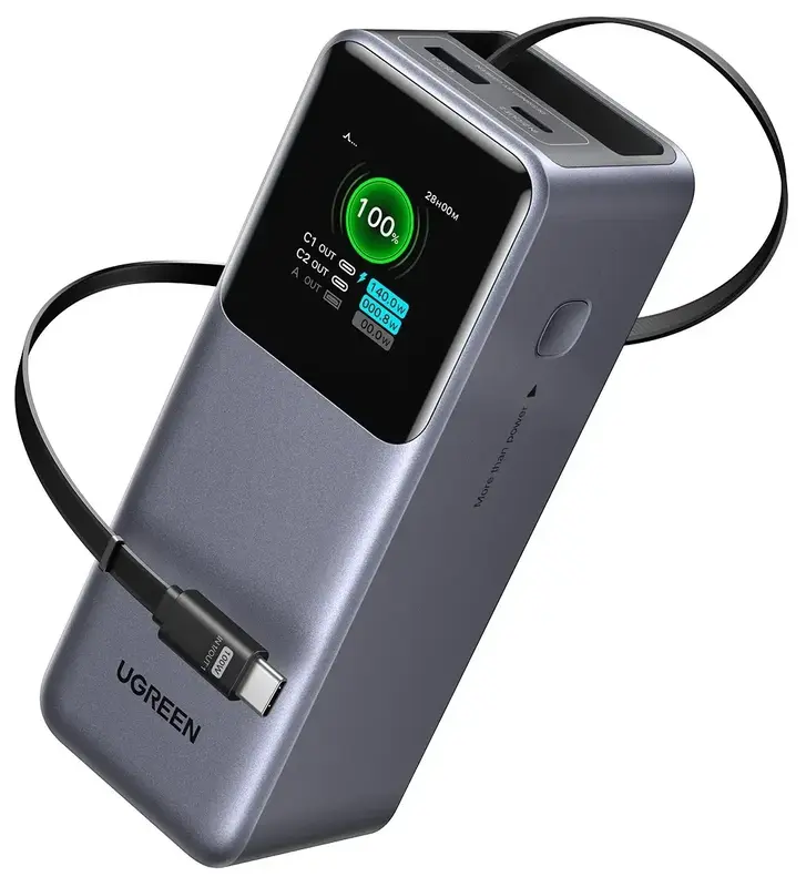 Повербанк UGREEN 165W 20000 mAh Retractable Cable PB726 55987B Cірий - фото - №1