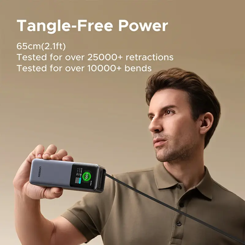 Повербанк UGREEN 165W 20000 mAh Retractable Cable PB726 55987B Cірий - фото - №8