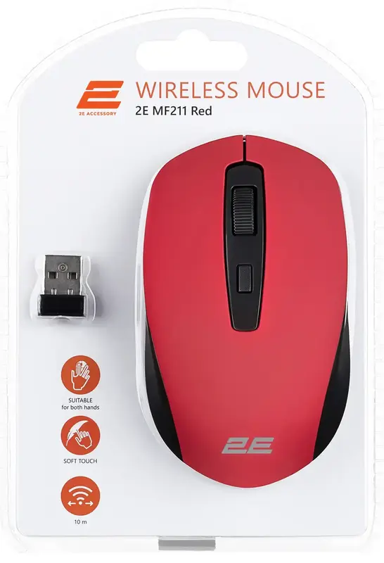 Миша 2E MF211 WL червона - фото - №4