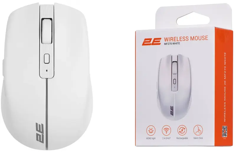 Миша 2E MF270 Rechargeable White LED WL білий - фото - №6