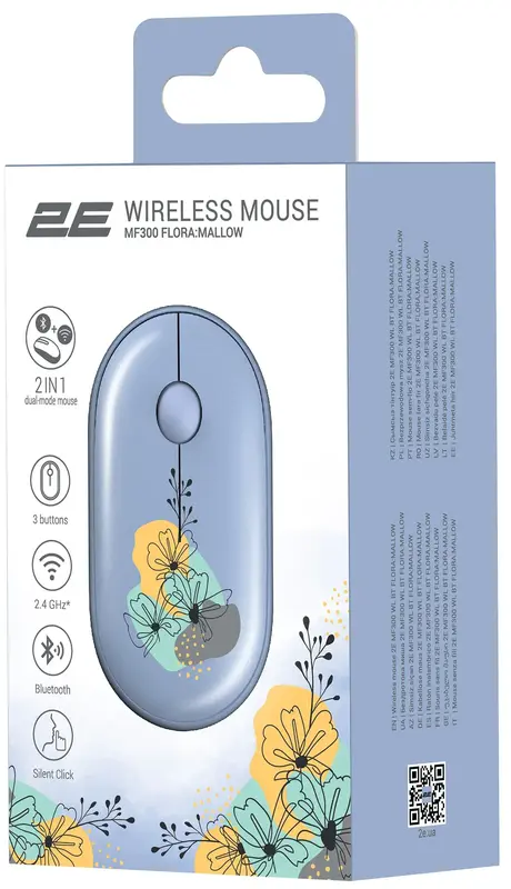 Миша 2E MF300 FLORA:MALLOW Silent WL BT синій - фото - №6