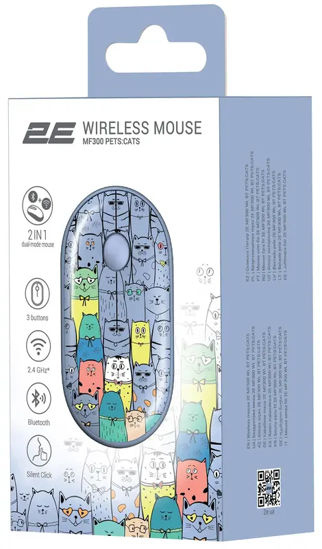 Миша 2E MF300 PETS:CATS Silent WL BT синій - фото - №6