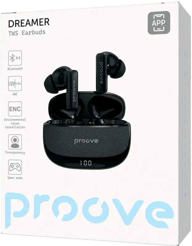 Беспроводные наушники Proove Dreamer TWS с ANC (APP) black - фото - №3