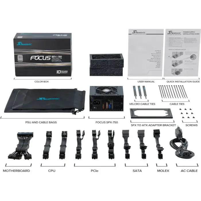 Блок живлення SEASONIC ATX 750W FOCUS-SPX-750 - фото - №6