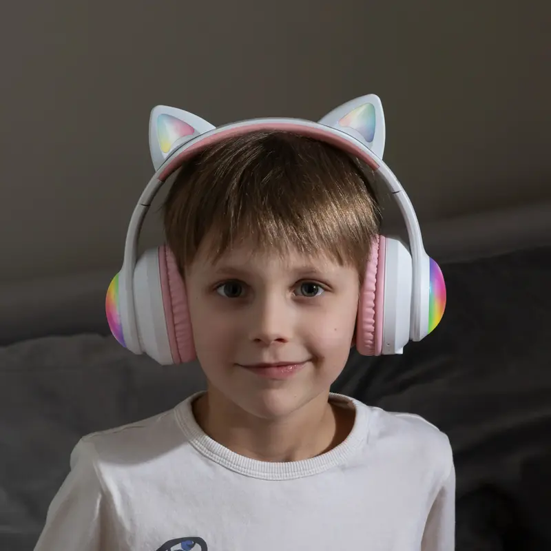Беспроводные наушники Proove Kids LumiCat (APP) white/pink - фото - №8