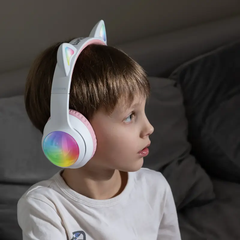 Беспроводные наушники Proove Kids LumiCat (APP) white/pink - фото - №5