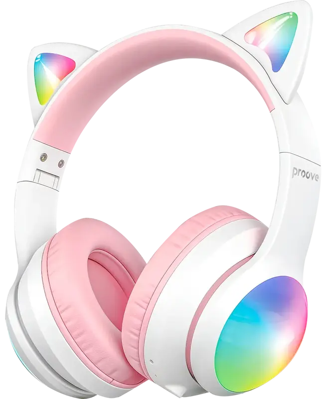 Беспроводные наушники Proove Kids LumiCat (APP) white/pink - фото - №0