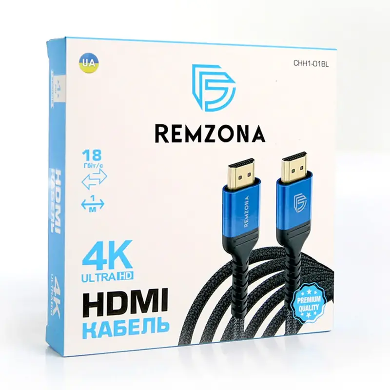 Кабель HDMI-HDMI Remzona 1М 4K чорний - фото - №0