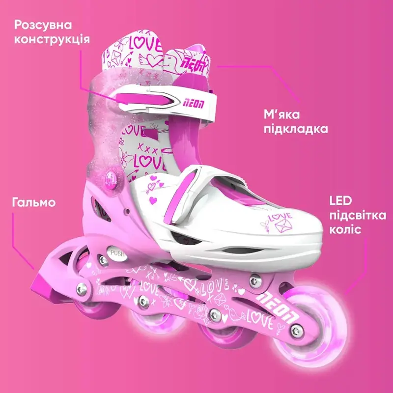 Ролики Neon Inline розмір 30-33 NT07P4 рожевий - фото - №3