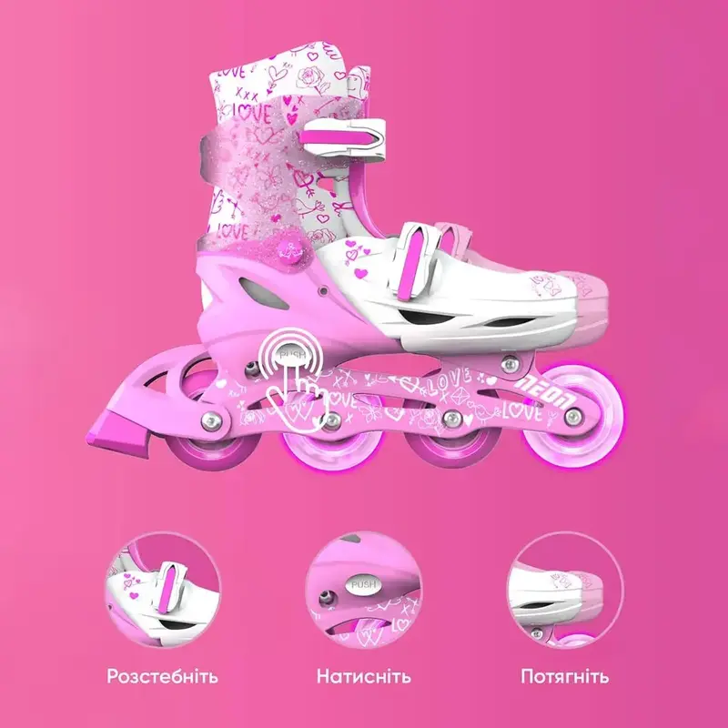 Ролики Neon Inline розмір 30-33 NT07P4 рожевий - фото - №4