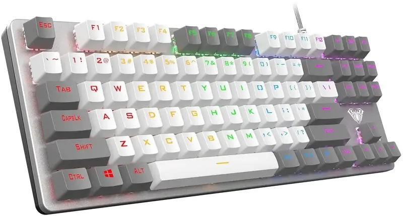 Клавіатура дротова AULA F3287 Grey/White keycap KRGD blue - фото - №3