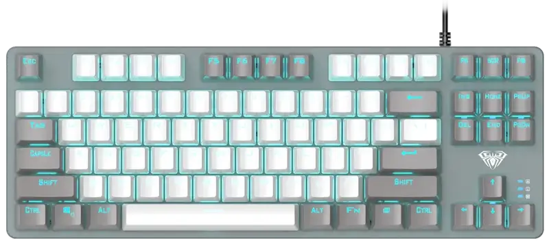 Клавіатура дротова AULA F3287 Grey/White keycap KRGD blue - фото - №0