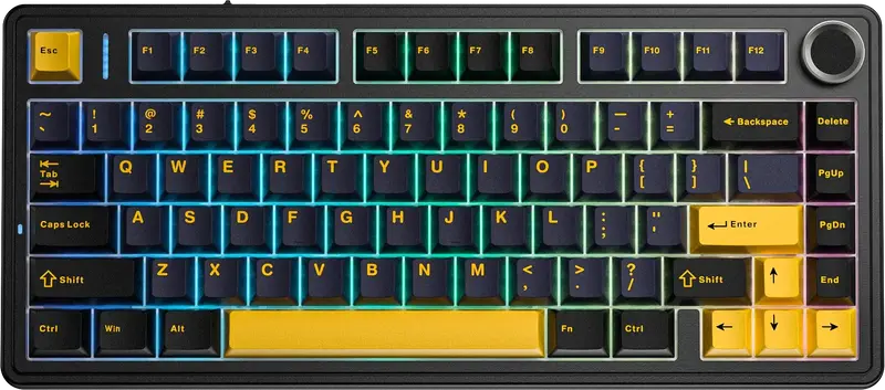 Проводная клавиатура AULA F75 Wired Gasket Black keycap pink switch - фото - №0