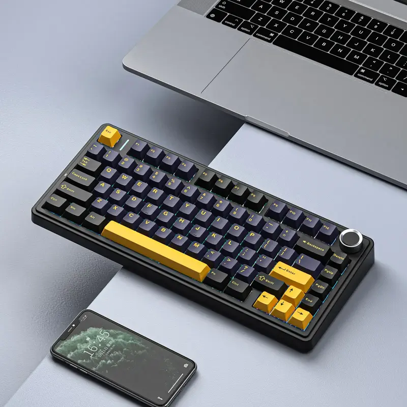 Проводная клавиатура AULA F75 Wired Gasket Black keycap pink switch - фото - №5