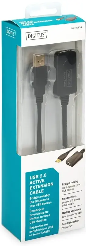 Подовжувач DIGITUS USB 2.0 Active Cable A/M-A/F 5м чорний - фото - №4