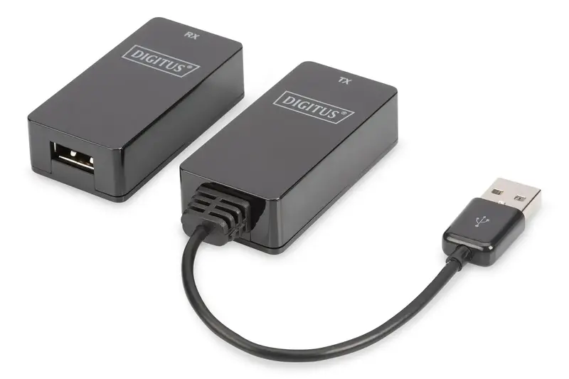 Удлинитель DIGITUS USB 1.1 для использования с кабелем Cat5/5e/6 UTP STP или SFT длиной до 45 м черный - фото - №0