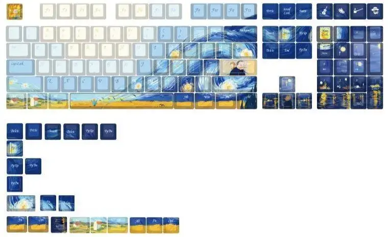 Набор кейкапов Varmilo 130Keys Van Gogh Cherry Profile Keycap Set (130K-110FA-R-V) - фото - №0
