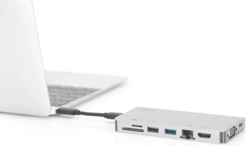 HUB USB-C HDMI/VGA/2xUSB-A/USB-C/SD/MicroSD/RJ54 - фото - №5