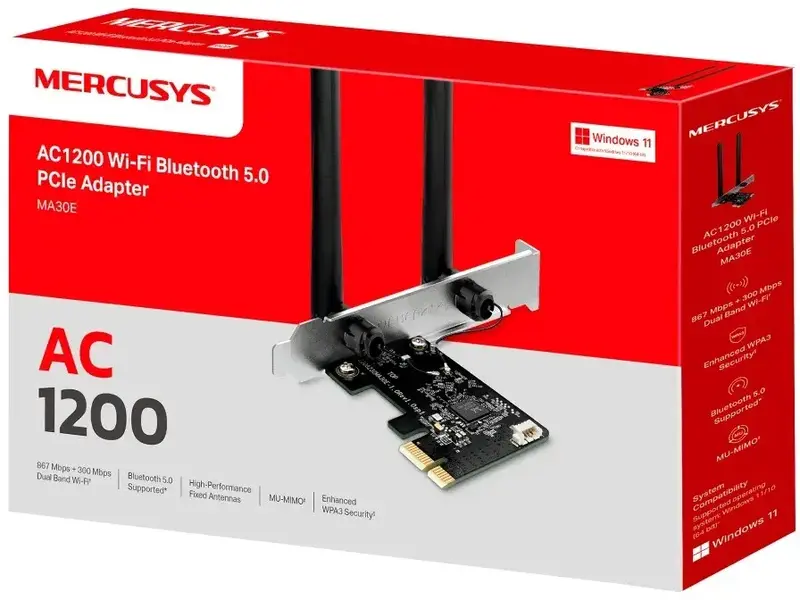 WiFi адаптер MERCUSYS MA30E AC1200 PCI-Express x1 BT5.0 - фото - №6