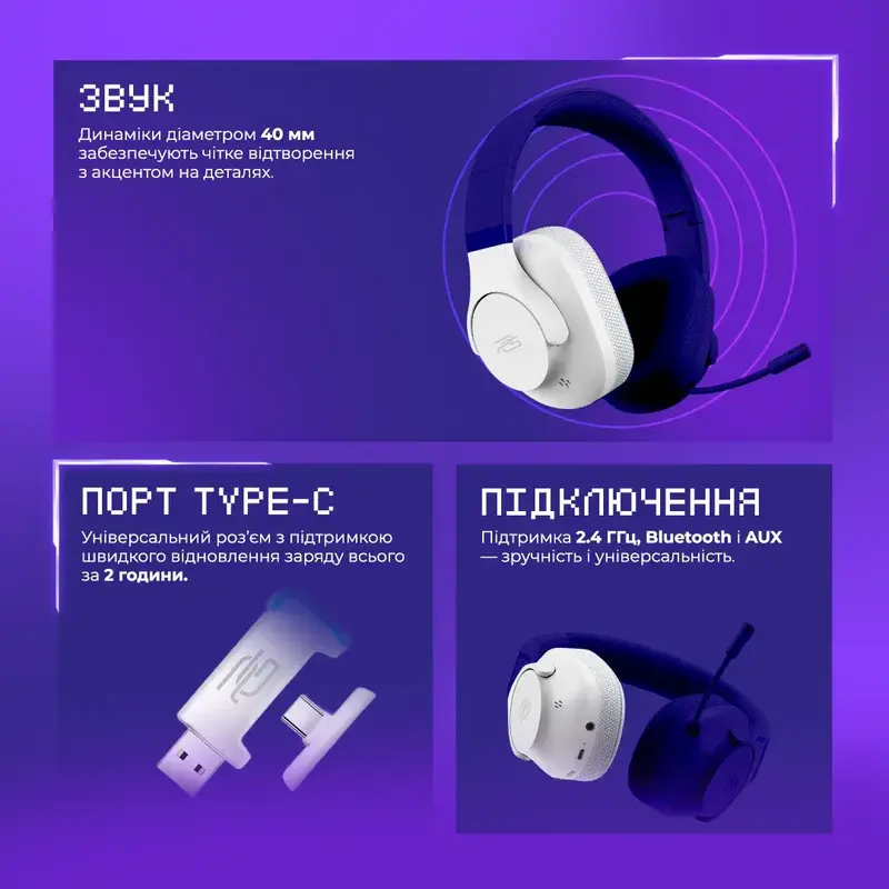 Беспроводная игровая гарнитура Proove Gaming Bliss Pro (APP) white - фото - №4