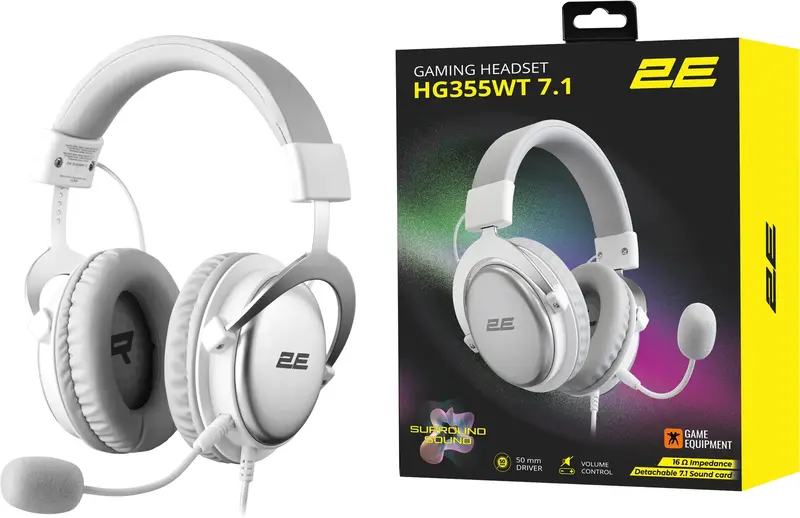 Гарнітура ігрова 2E GAMING HG355 7.1 mini-jack/dual 3.5мм/USB-A 1.5/1.5/0.2м білий 2E-HG355WT-7.1 - фото - №8