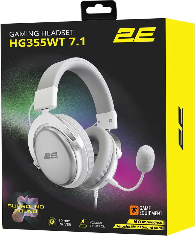 Гарнітура ігрова 2E GAMING HG355 7.1 mini-jack/dual 3.5мм/USB-A 1.5/1.5/0.2м білий 2E-HG355WT-7.1 - фото - №7