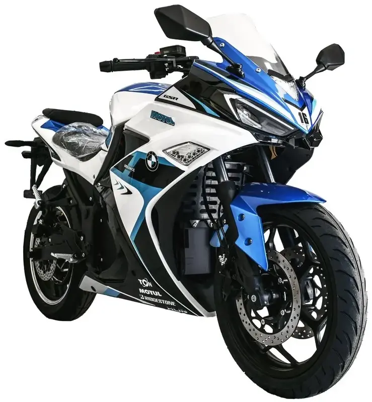 Электромотоцикл TV6 FST 3000W 72V 60Ah (white/blue) - фото - №0