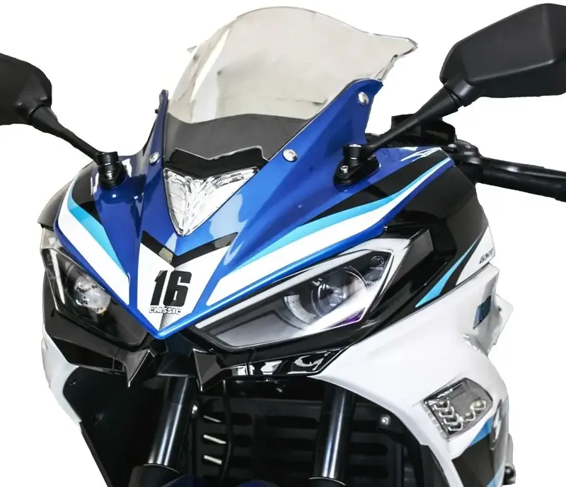 Электромотоцикл TV6 FST 3000W 72V 60Ah (white/blue) - фото - №2