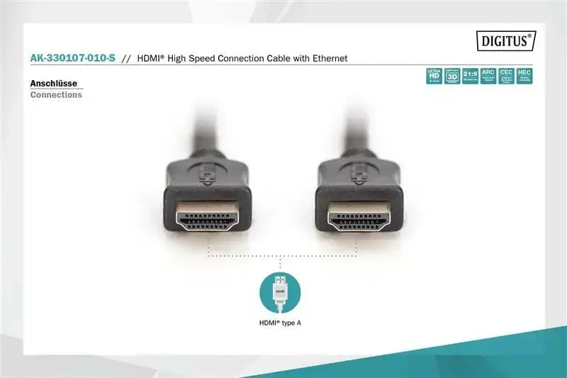 Кабель Digitus HDMI (M/M) High speed/Ethernet 1м черный - фото - №3