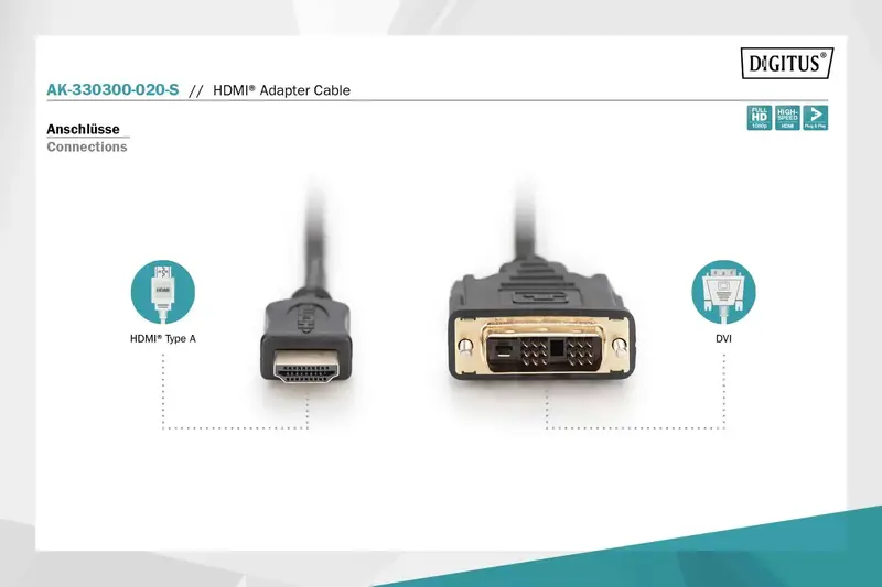 Кабель Digitus HDMI to DVI-D (M/M) 2м черный - фото - №2